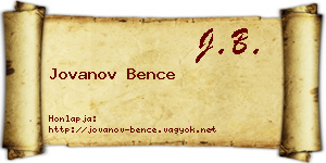 Jovanov Bence névjegykártya